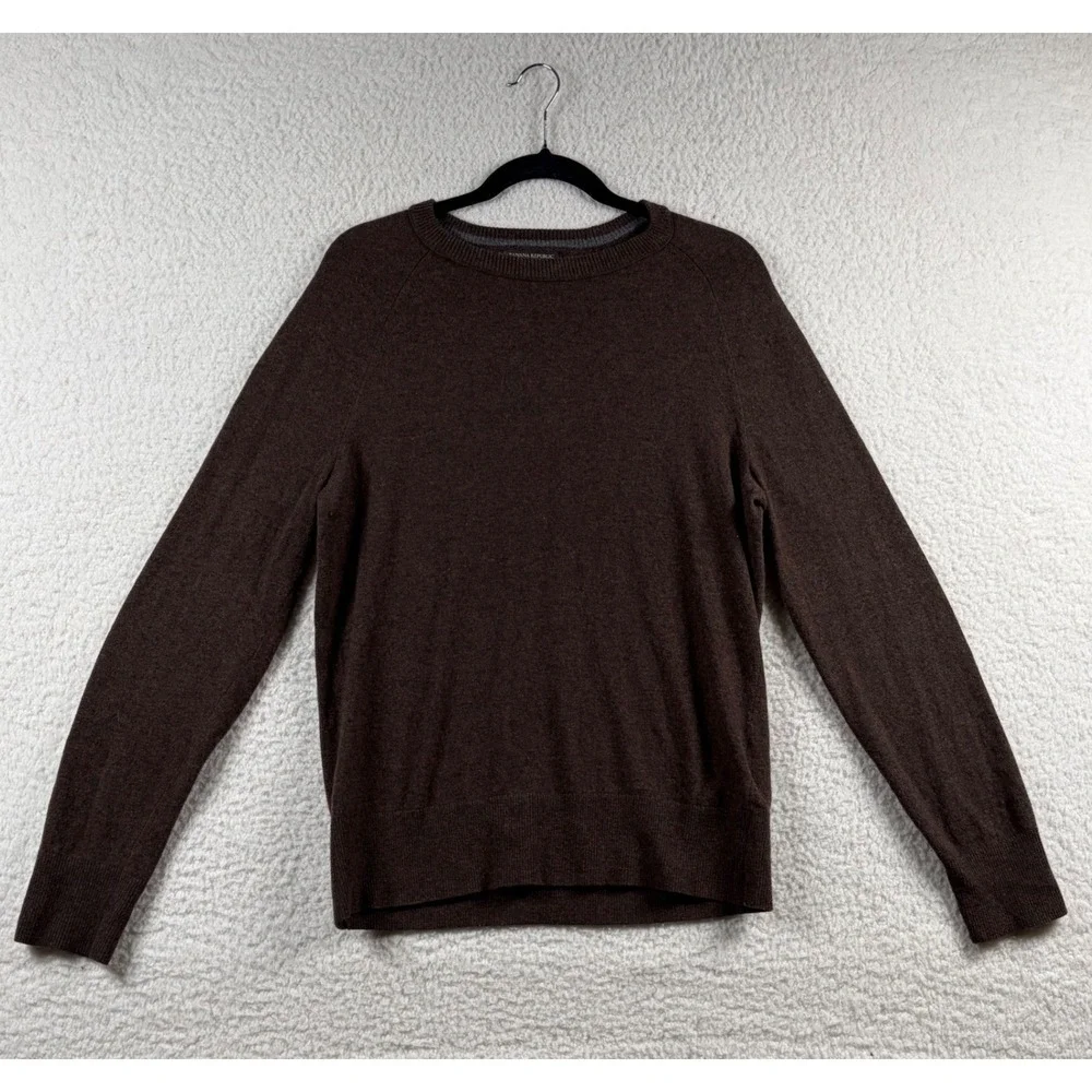 Banana Republic Mens Brown Wool Blend Italian Yarn Elbow Patch Sweater M Preppy
